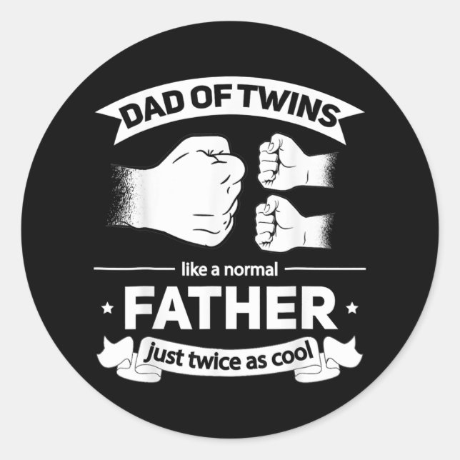Adesivo Redondo Mens Dad of Twins 2022 Father twice as cool Twin (Frente)