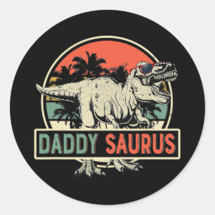 Adesivo Redondo Mens Daddysaurus T rex Dinossauro Pai Saurus