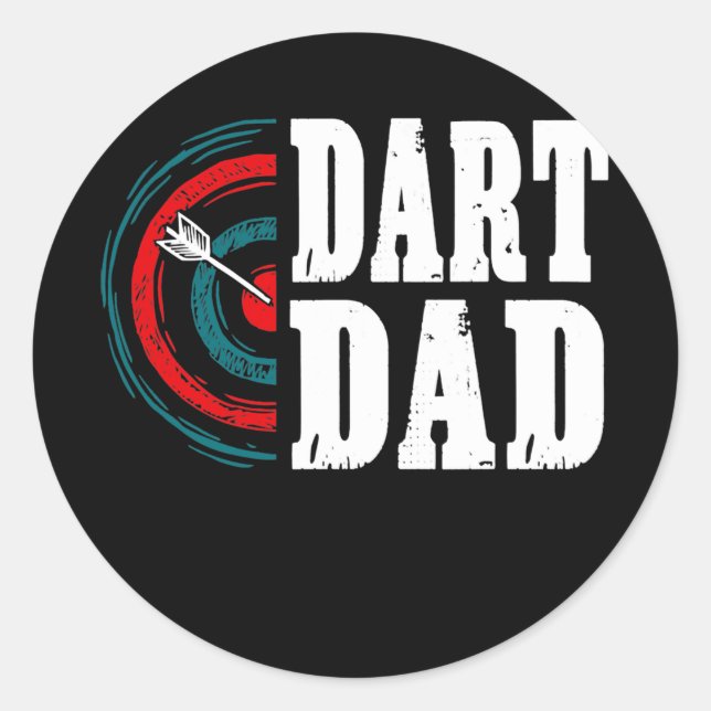 Adesivo Redondo Mens Dart Dad Darts Player Father Dartboard (Frente)