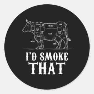 Adesivo Redondo Mens Eu Fumaria Aquele Churrasco De Vaca Grillmast