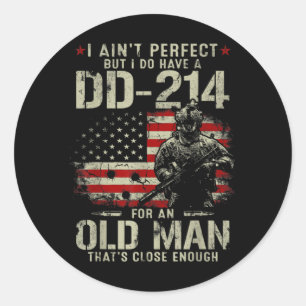 Adesivo Redondo Mens eu não sou perfeito eu tenho um veterano DD-