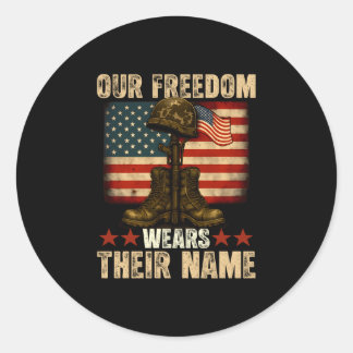Adesivo Redondo Mens fallen soldier usa flag memorial day