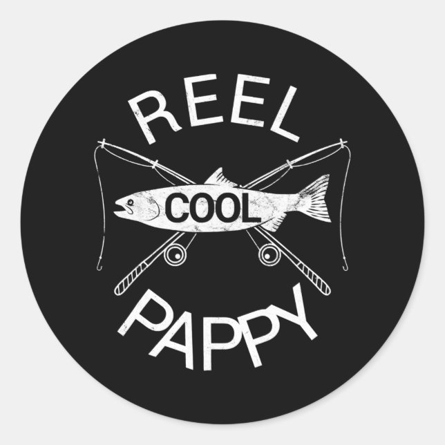Adesivo Redondo Mens Father's Day REEL COOL PAPPY Fish Grandpa (Frente)