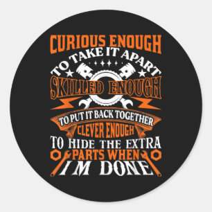 Adesivo Redondo Mens Funny Mechanic Curioso Clever
