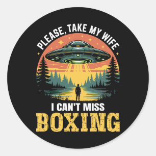 Adesivo Redondo Mens Funny Ufo Boxing Piada Abdução de Alienígenas
