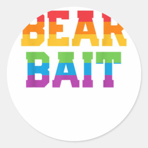 Adesivo Redondo Mens Gay Cruising BEAR BAIT Rainbow Flag Orgulho g