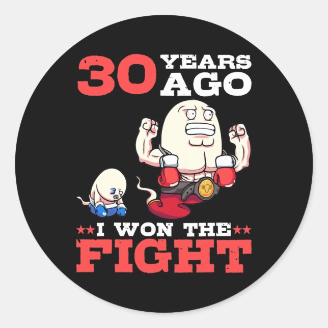 Adesivo Redondo Mens há 30 anos ganhei a aniversário de 30 anos de (Frente)