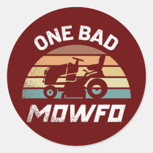 Adesivo Redondo Mens One Bad Mowfo Engraçado Leão de Cuidados