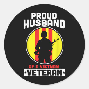 Adesivo Redondo Mens Orgulhosos Marido De Um Veterano Vietnã Ameri