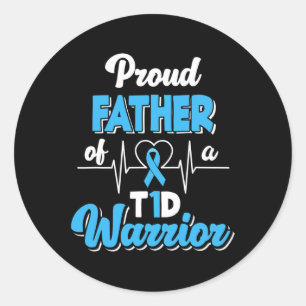 Adesivo Redondo Mens Orgulhosos Pai De Um Guerreiro T1D Diabete Di