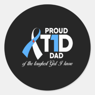 Adesivo Redondo Mens Orgulhosos Pai T1D Da Sensibilização Para A D