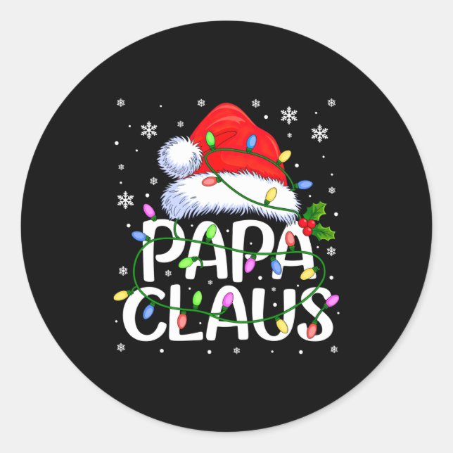 Adesivo Redondo Mens Papa Claus Christmas Lights Long Sleeve  (Frente)