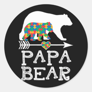 Adesivo Redondo Mens Papa Urso Autismo Homens Pai Autismo Autismo 