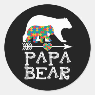 Adesivo Redondo Mens Papa Urso Autismo Homens Pai Autismo Autismo 
