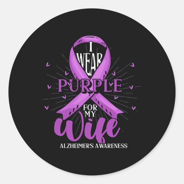 Adesivo Redondo Mens Purple Ribbon Alzheimers Fighter Wife Alzheim (Frente)