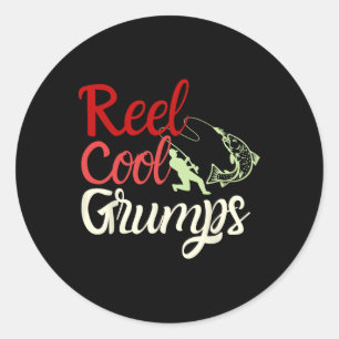 Adesivo Redondo Mens Reel Legal Grumps Vintage Engraçado Pesca Pai