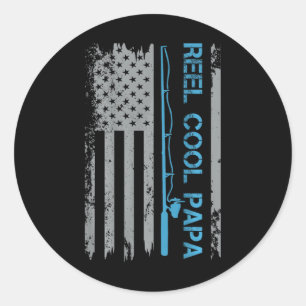 Adesivo Redondo Mens Reel Legal Papa Pescando Bandeira Americana P