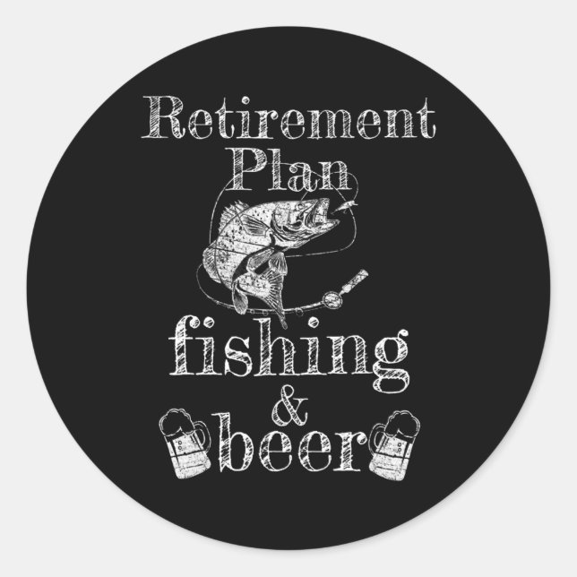 Adesivo Redondo Mens Retirement Plan Fishing and Beer Fisherman (Frente)