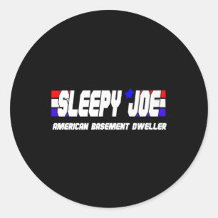 Adesivo Redondo Mens Sleepy Joe Basement Dweller Pro Trump Anti Bi