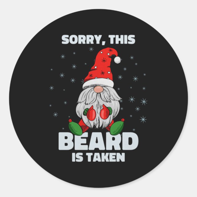 Adesivo Redondo Mens Sorry This Beard Is Taken Christmas Gnome Bea (Frente)