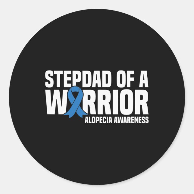 Adesivo Redondo Mens Stepdad de um Guerreiro Blue Ribbon Alopecia  (Frente)