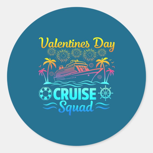 Adesivo Redondo Mens Valentines Day Cruise Squad 2026 Vacation Tra (Frente)