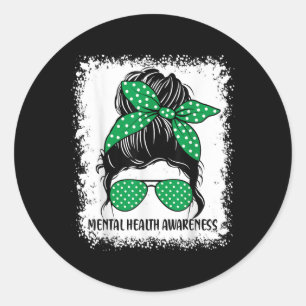Adesivo Redondo Mensageiro Saúde Mental S Consciência Fita Verde