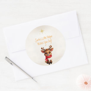 Adesivo Redondo Mensagem de Natal Adorável para Bebê Reindeer