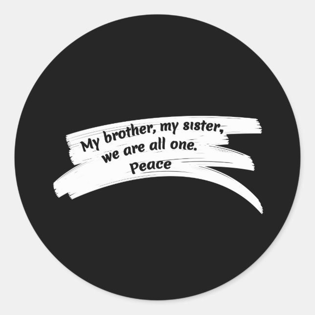 Adesivo Redondo Mensagem de Paz de Limpeza de Paint Stroke (Frente)