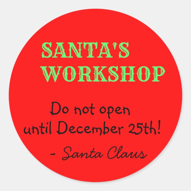 Adesivo Redondo Mensagem personalizada de Papai Noel (Frente)