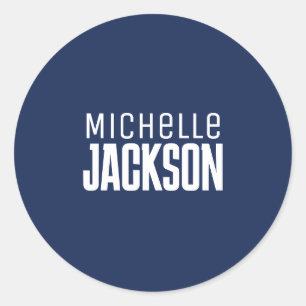 Adesivo Redondo Mensagem Simples de Moderno Mínimo de Seu Nome