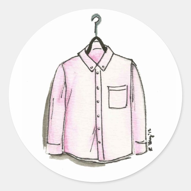 Adesivo Redondo Menswear Fashion Pink Vress Shirt Roupas (Frente)