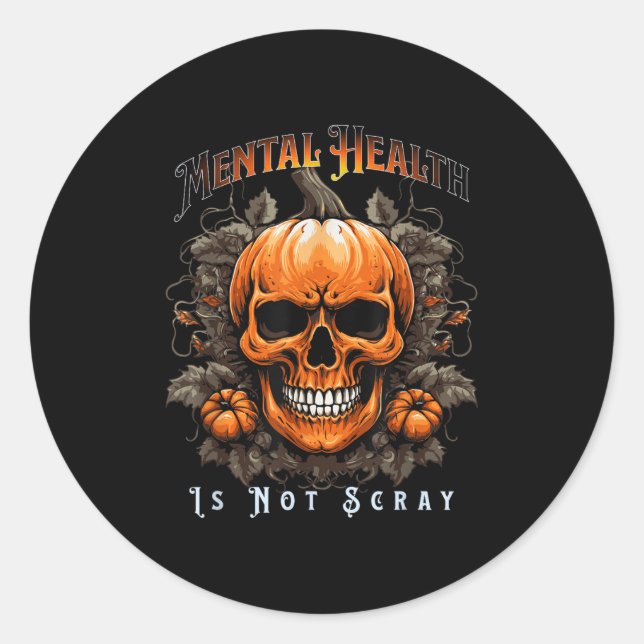 Adesivo Redondo Mental Health Suicide Prevention Halloween Skeleto (Frente)
