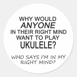 Adesivo Redondo Mente Direita Ukulele