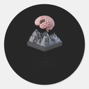 Adesivo Redondo Mente Sobre 3d Cérebro E Poster De Escultura De Mo