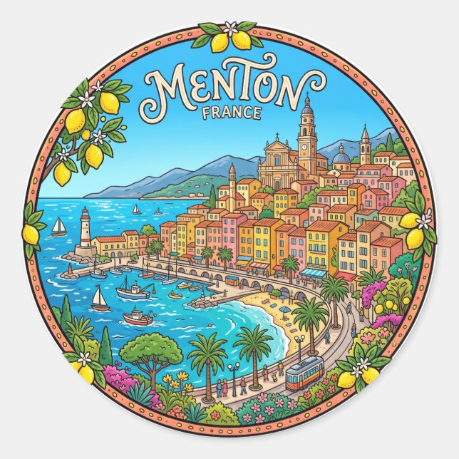 Adesivo Redondo Menton França (Frente)