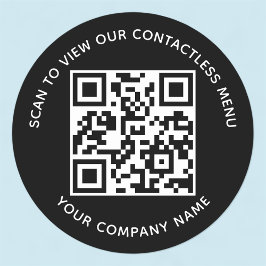 Adesivo Redondo Menu Preto com Autocolantes de Código QR Rodar par