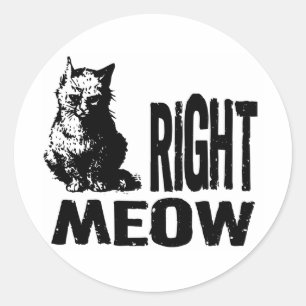 Adesivo Redondo MEOW direito! Gatinho mau engraçado