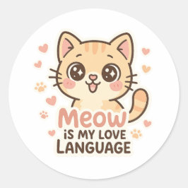 Adesivo Redondo Meow é minha linguagem de amor, gala