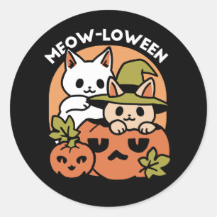 Adesivo Redondo Meow-Loew - Festivo Halloween Design