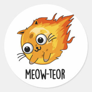 Adesivo Redondo Meow-teor Engraçado Meteor Pun