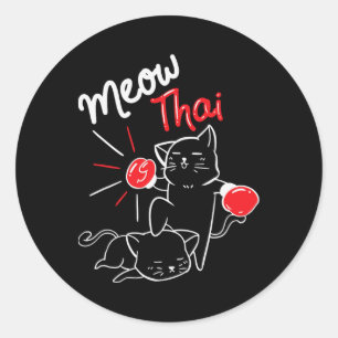 Adesivo Redondo Meow Thai I Muay Tailandês Boxando I Muay Thai Men