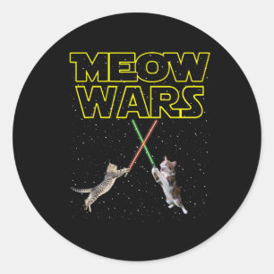 Adesivo Redondo Meow Wars Cat Shirt Engraçados Presentes Para Gato