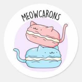 Adesivo Redondo Meowcarons Funny Macaron Pun