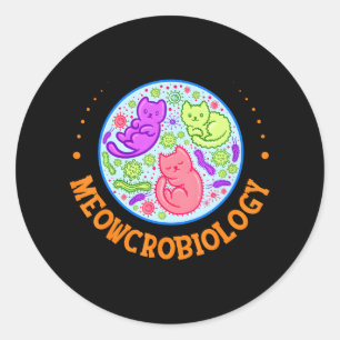 Adesivo Redondo Meowcrobiology Cat Microbiology Science