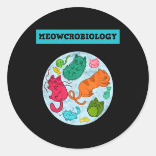 Adesivo Redondo Meowcrobiology Cat Science - Click Ajustado