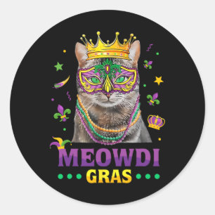 Adesivo Redondo Meowdi Gras Mardi Gras Cat Lover New Orleans Louis