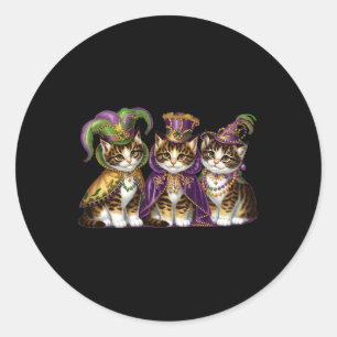 Adesivo Redondo Meowdi Gras Mardi Gras Cat Lover New Orleans Louis