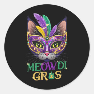 Adesivo Redondo Meowdi Gras Mardi Gras Cat Lover New Orleans Louis