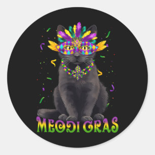 Adesivo Redondo Meowdi Gras Mardi Gras Cat Lover New Orleans Louis